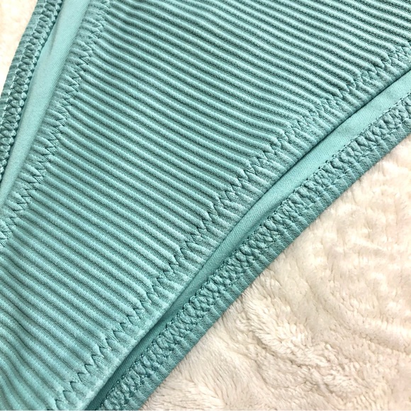 NWT CUPSHE High Waisted High Cut Banded Ribbed Bikini Bottom Light Mint Sz S - Picture 3 of 9